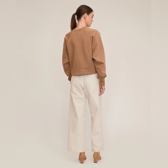 Marissa Webb SO UPTIGHT PLUSH PLUNGE HENLEY SWEATSHIRT IN LIGHT MOCHA - Picture 4 of 14
